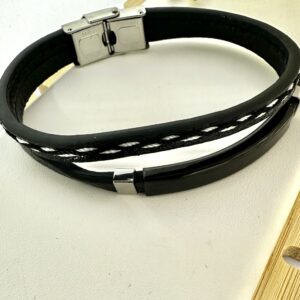 PULSERA GRABADO NEGRA FINA