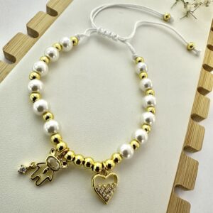 PERLAS CON OSO Y CORAZON (Hilo sencillo)