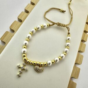 PERLAS CRUZ Y CORAZON (Hilo sencillo)